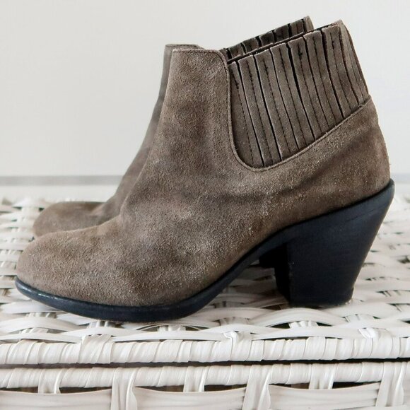 Fiorentini Baker Olive Military Green Suede Leather Heeled Ankle Boots Booties 8 - Picture 2 of 16
